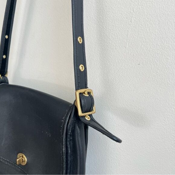 Vintage Coach Black Leather Rambler's Legacy Crossbody Bag - Picture 5 of 16